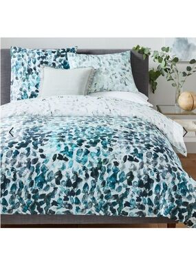 West Elm Fallen Petal King Duvet organic Cotton EUC SoHo Mod Vegan Nature